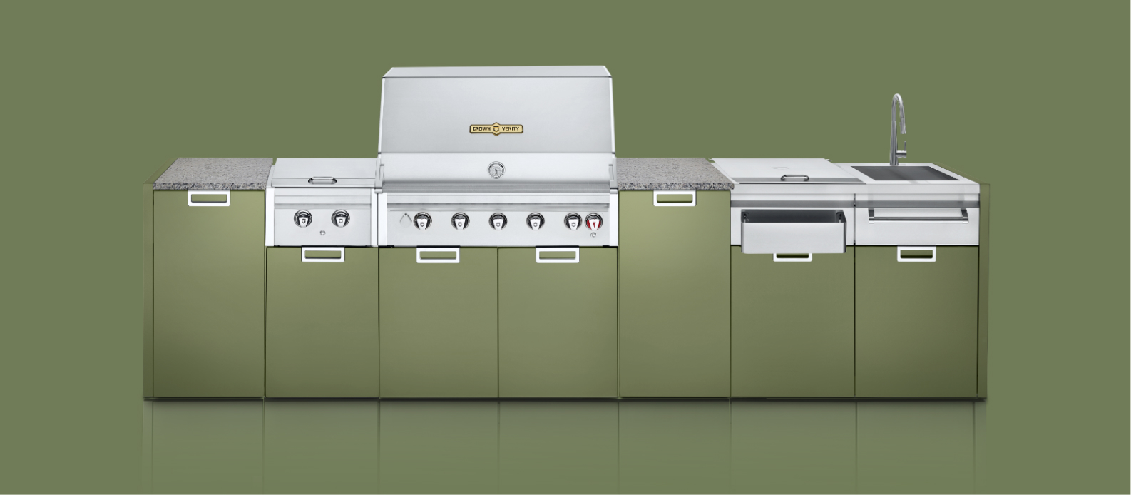 Five-piece Modular Grill Package in Napa Valley green colour